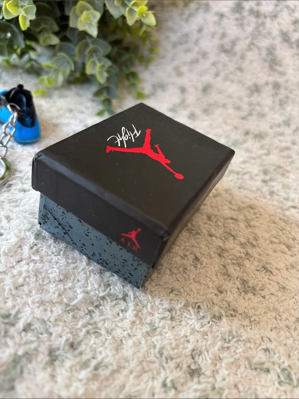 Air Jordan 3D mini sneaker keychain in blue and black with Flight Nike Box NWT